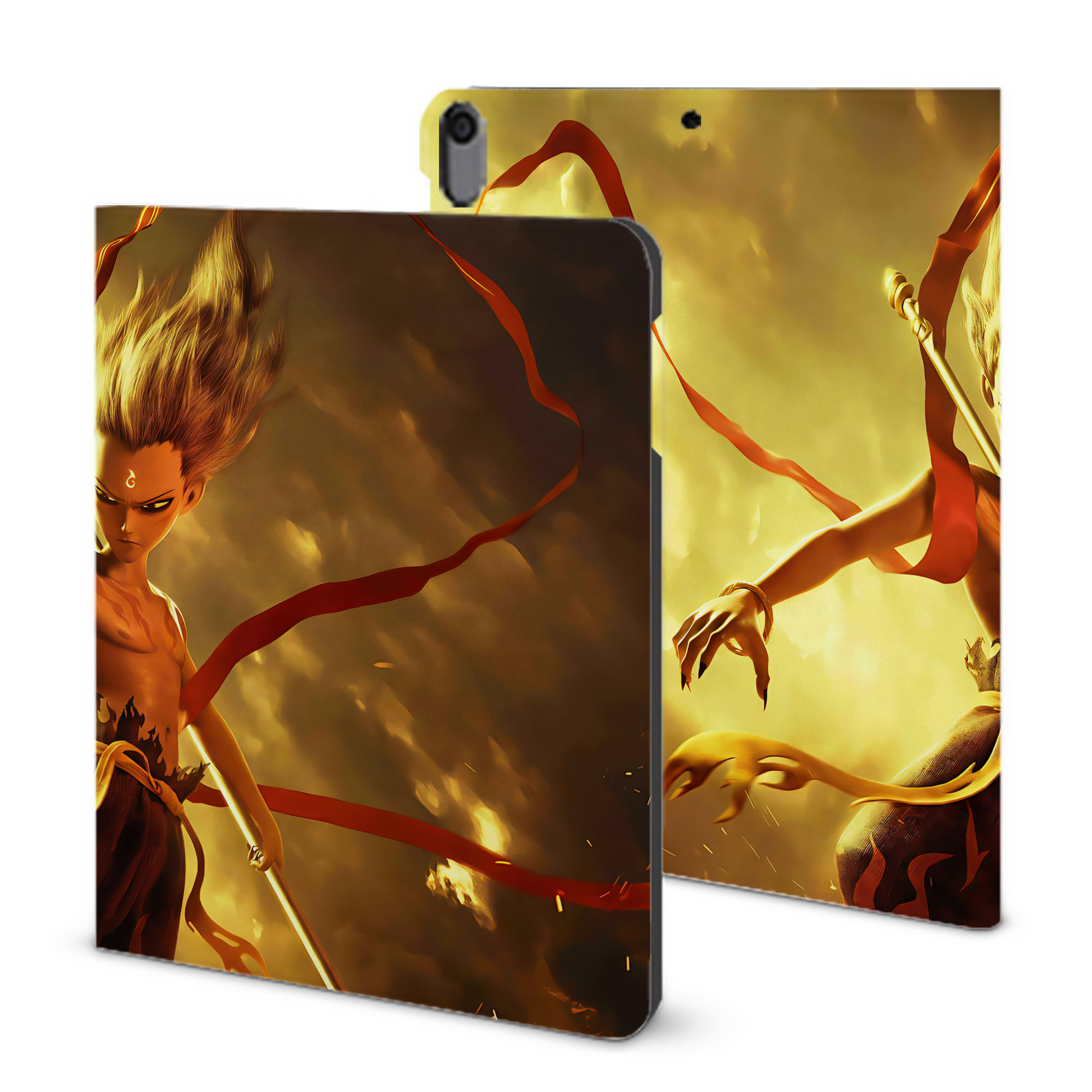 （画像用） Ne Zha 2 ナタ 魔童の大暴れ IPad ケース ブック型 PUレザー TPU 耐衝撃 軽量 薄型 ペン収納なし 全面保護 IPad 各モデル対応